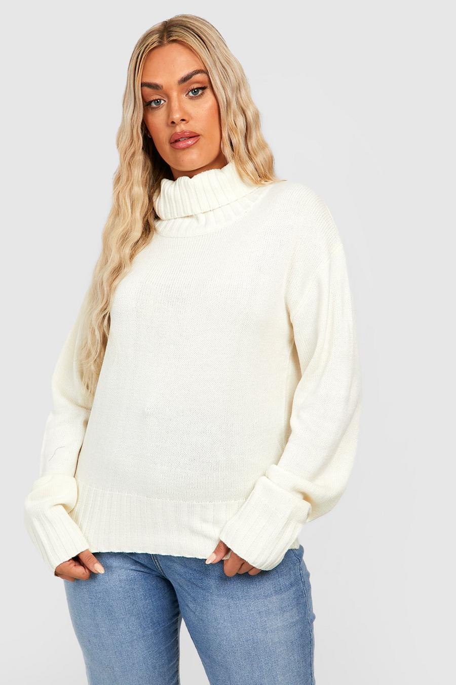 Ecru white Plus Turtleneck Sweater image number 1