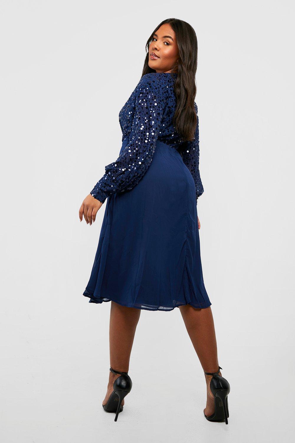 Boohoo blue sequin on sale dress