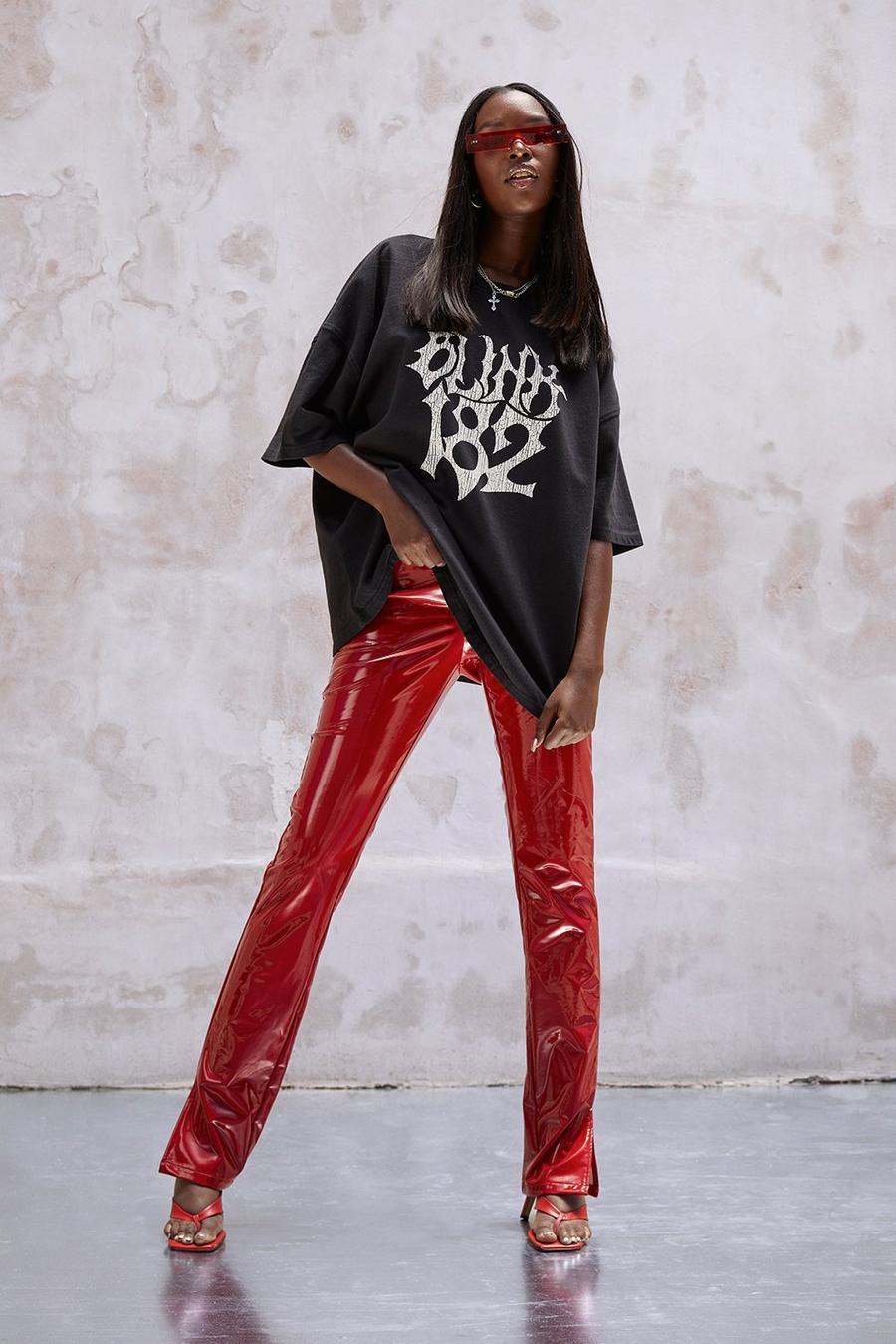 Red High Shine Pants image number 1