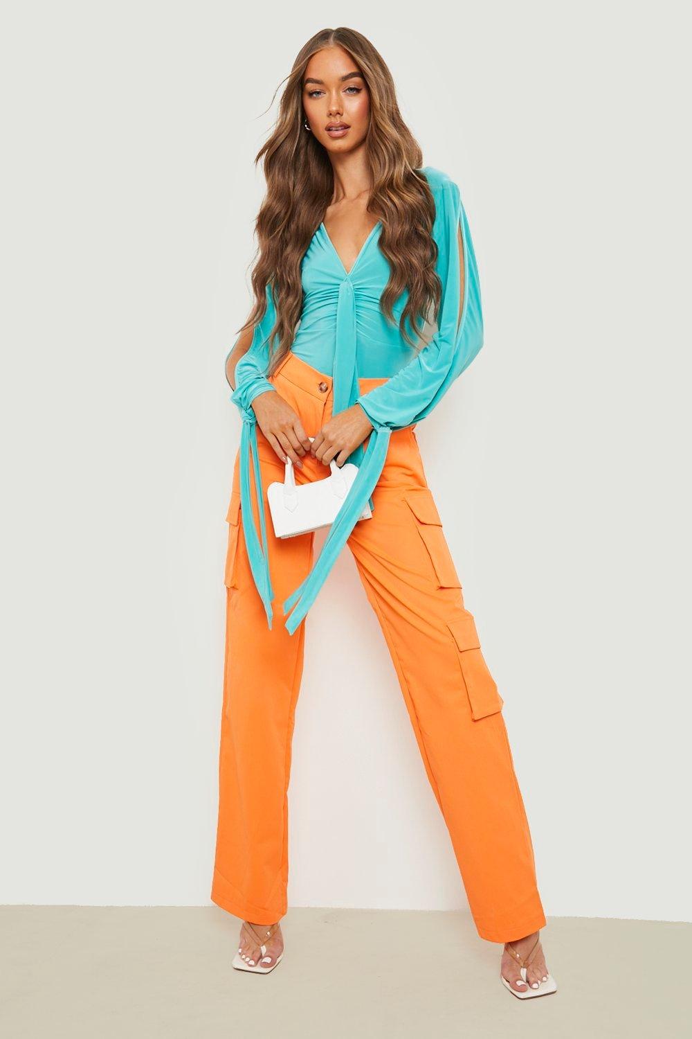 Slinky Tie Detail Split Sleeve Bodysuit