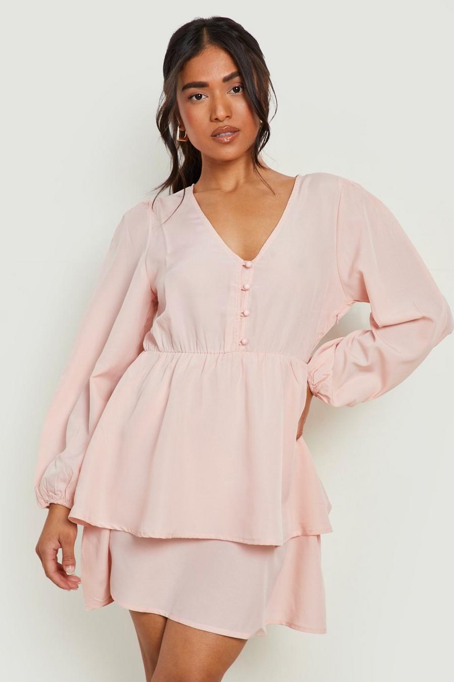 Blush Petite Puff Sleeve Tiered Dress image number 1