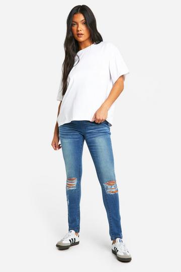 Maternity Distressed Skinny Jeans blue