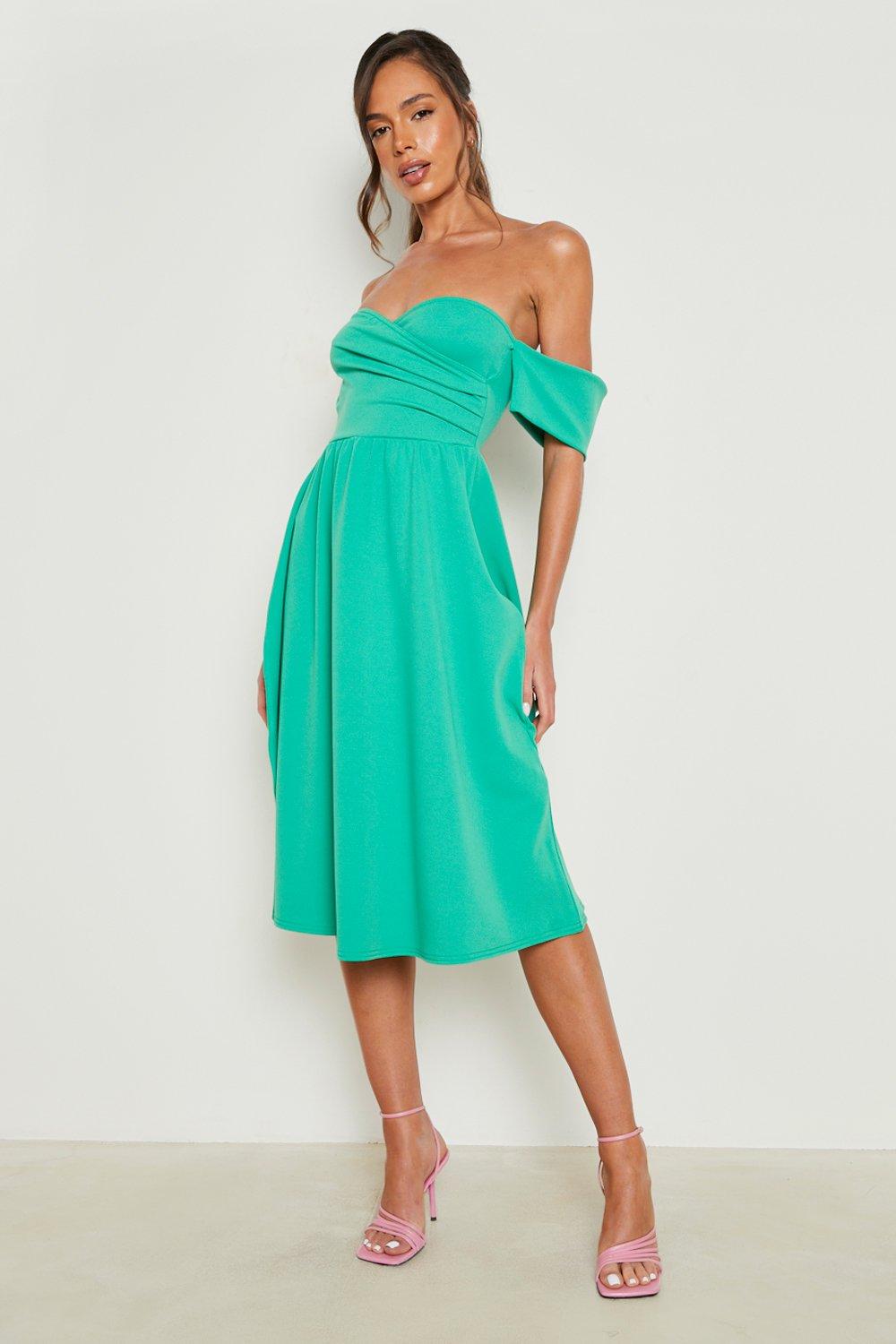 Green midi hotsell skater dress