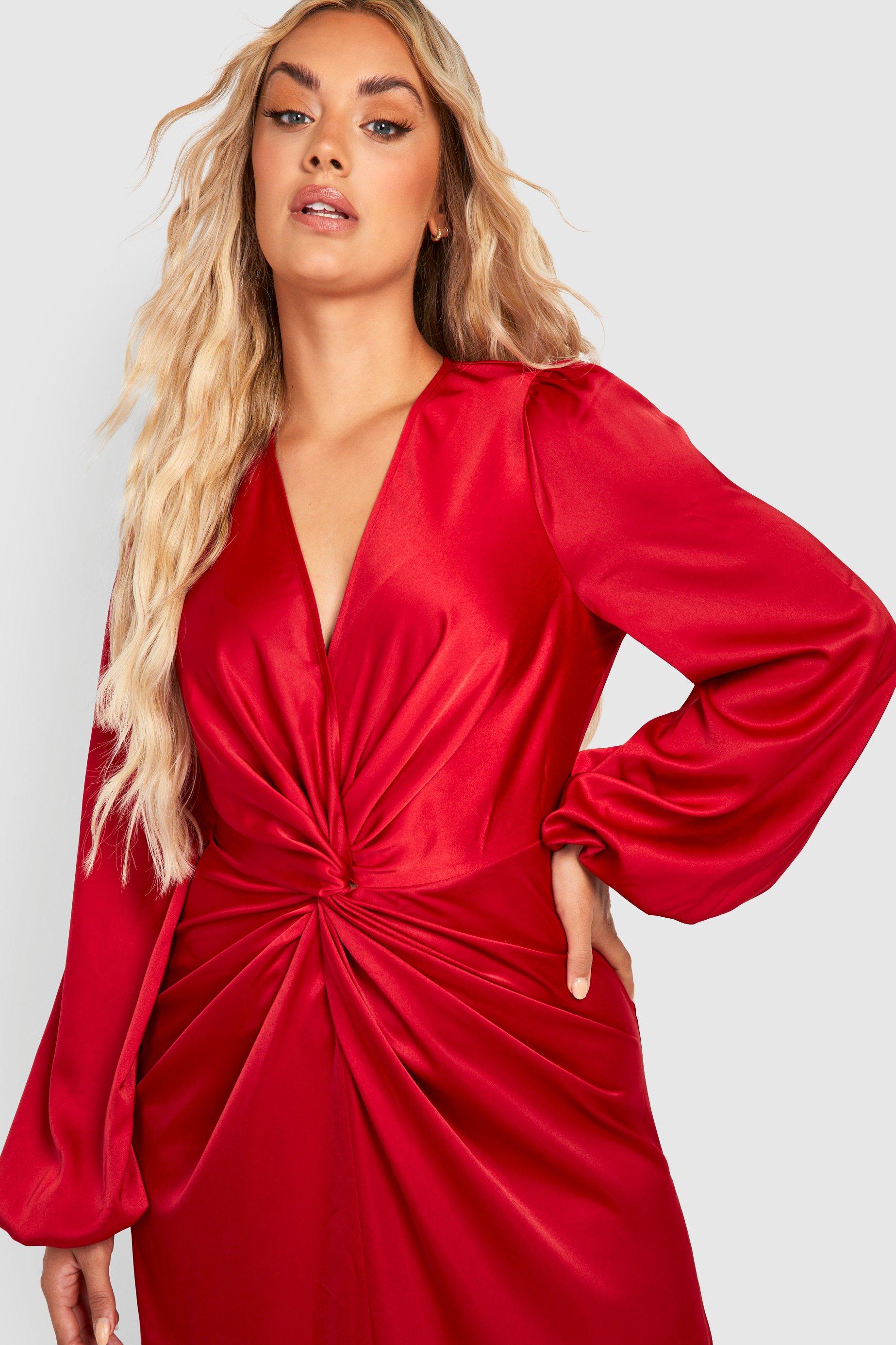 Satin front hotsell twist wrap dress