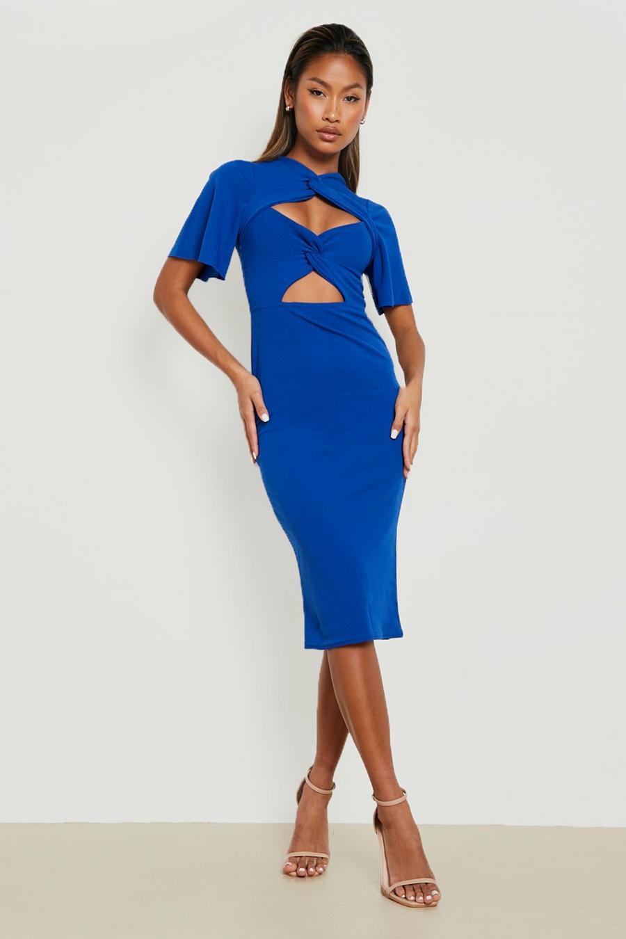 Cobalt blue Cut Out Twist Detail Midi Dress