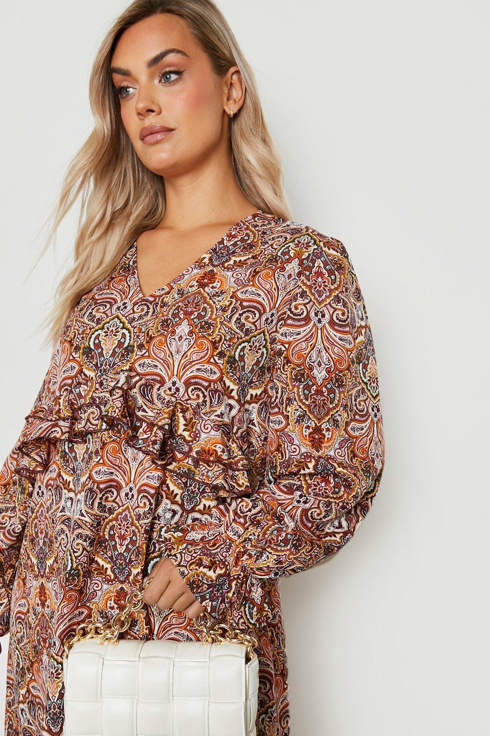 Boohoo paisley print midi 2024 dress