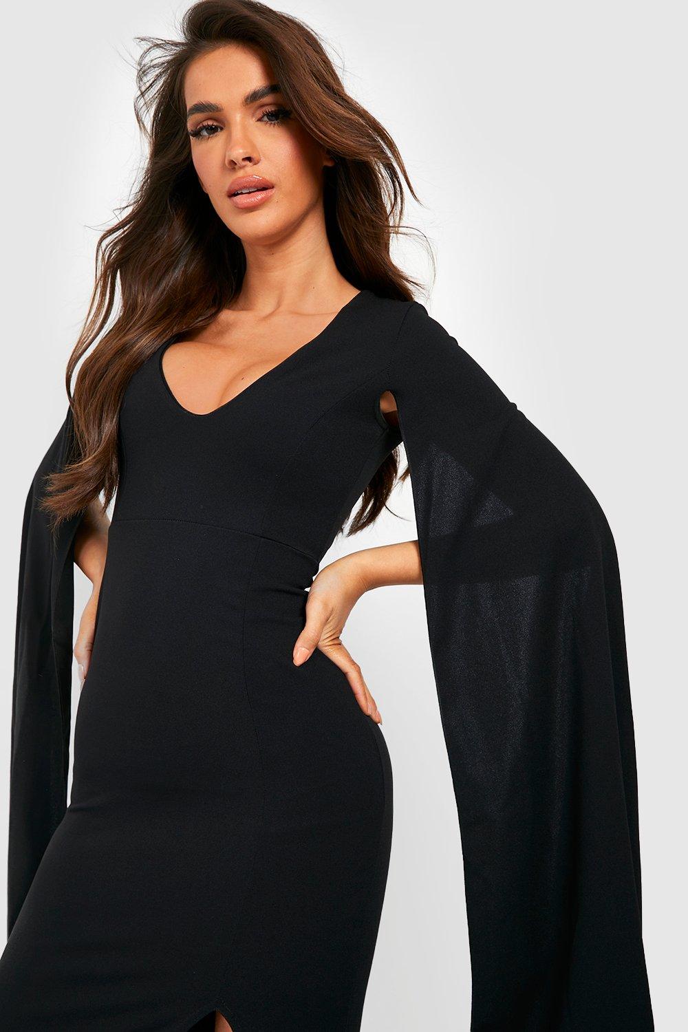 Black cape best sale midi dress