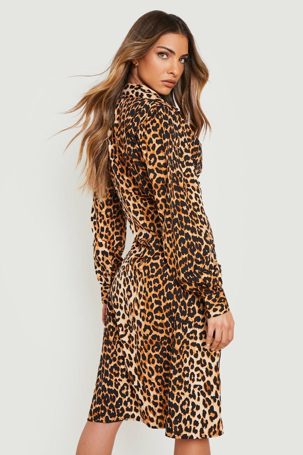 Boohoo animal outlet print shirt dress