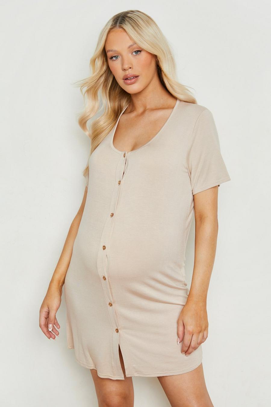 Stone Maternity Button Front Nightie  image number 1