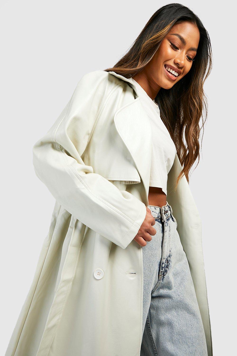 ZJHANHGKK thin jean jacket women for summer trench coats for women plus  size white leather jacket long coat for : Clothing, Shoes & Jewelry 