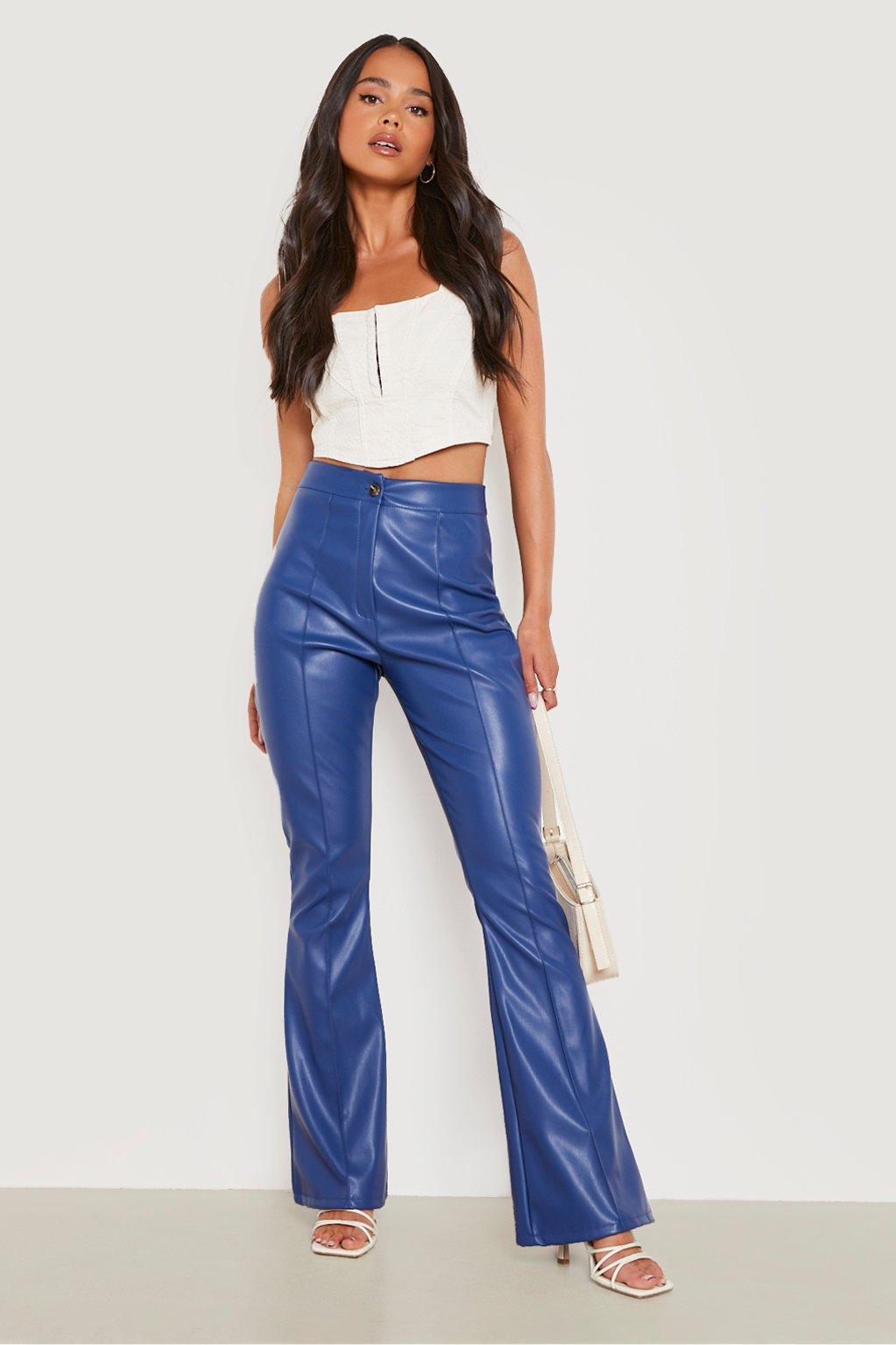 Petite Pu Seam Detail Flared Dress Pants