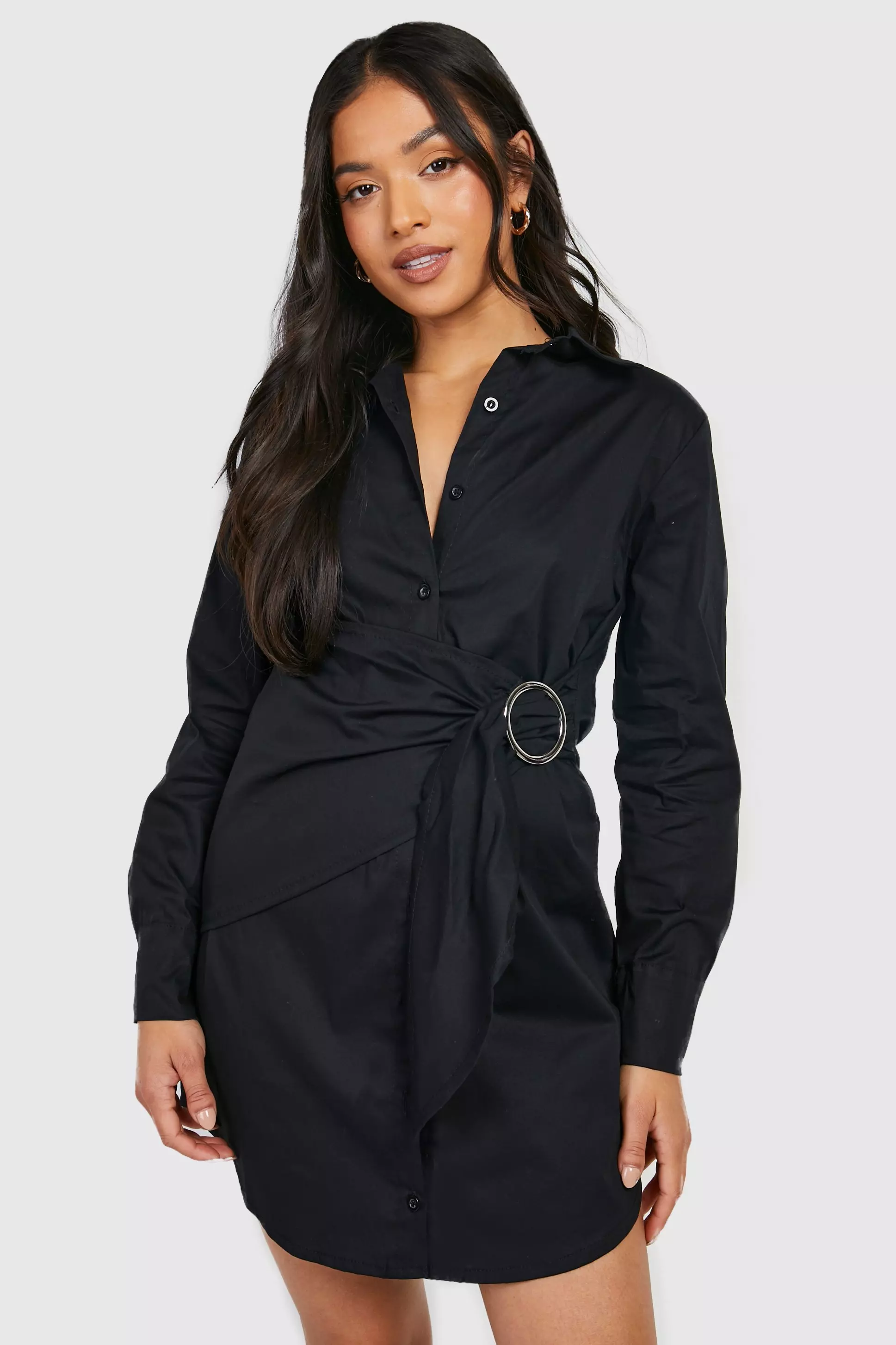 Black ring sale detail shirt dress