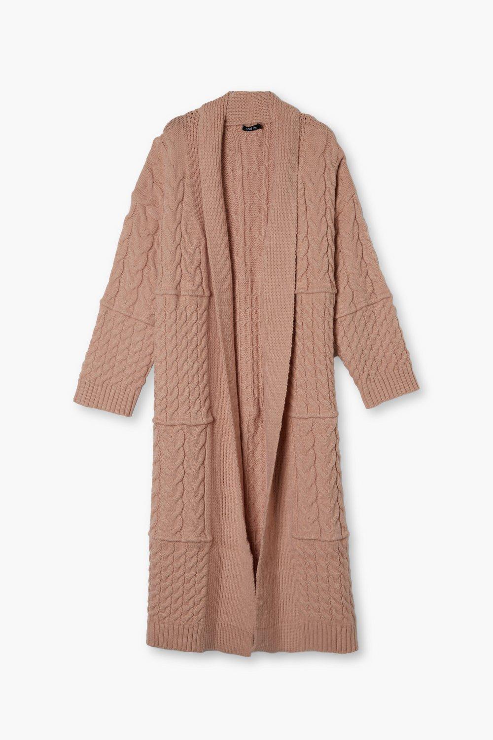 Women's Mixed Chunky Cable Knit Maxi Cardigan | Boohoo UK