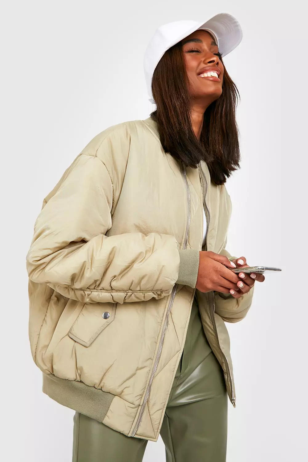 Oversized puffer bomber on sale jacket