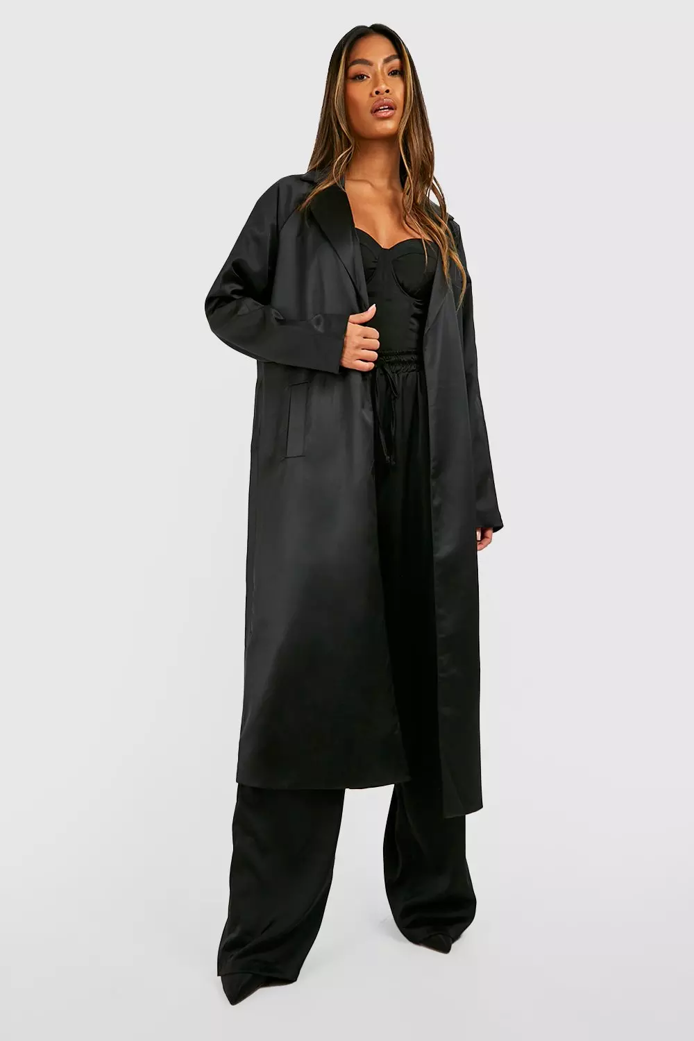 Black satin outlet duster