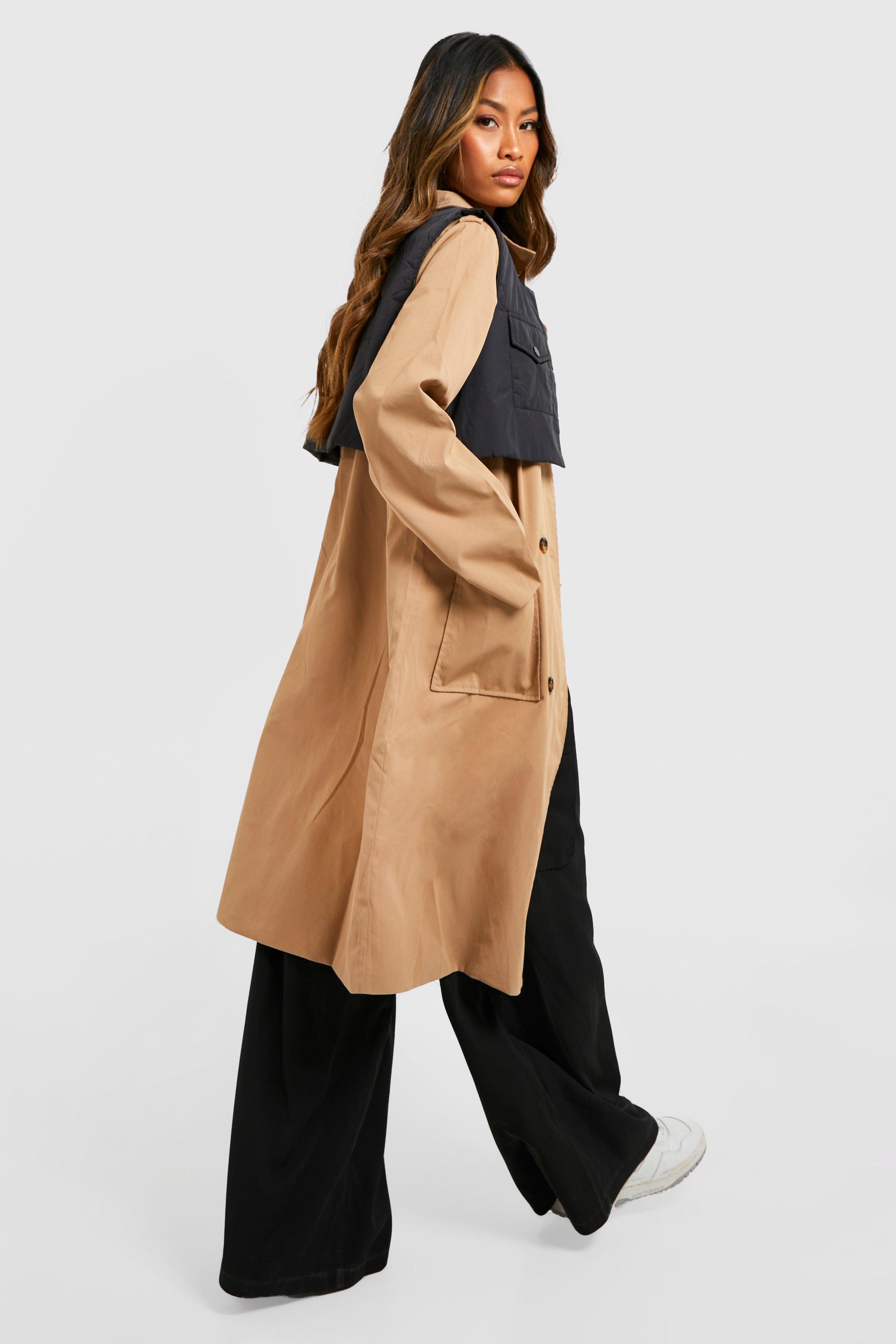 Abstractie Profeet veld Vest Detail Trench Coat | boohoo