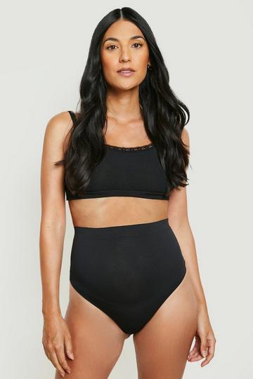 Black Maternity Seamless Bump Support Thong