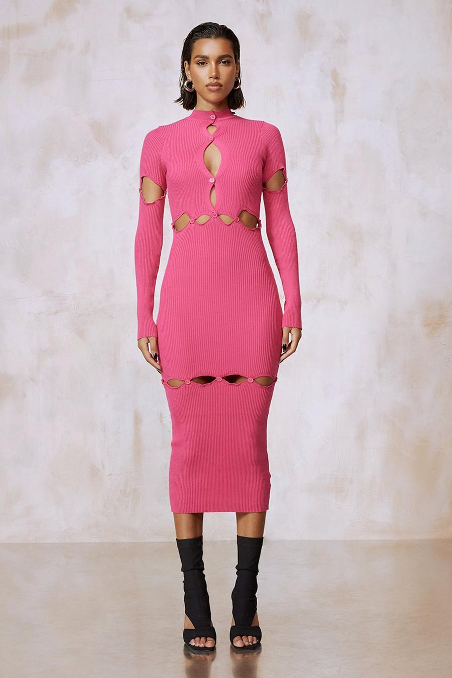 Pink Kourtney Kardashian Barker Multiway Knitted Dress image number 1