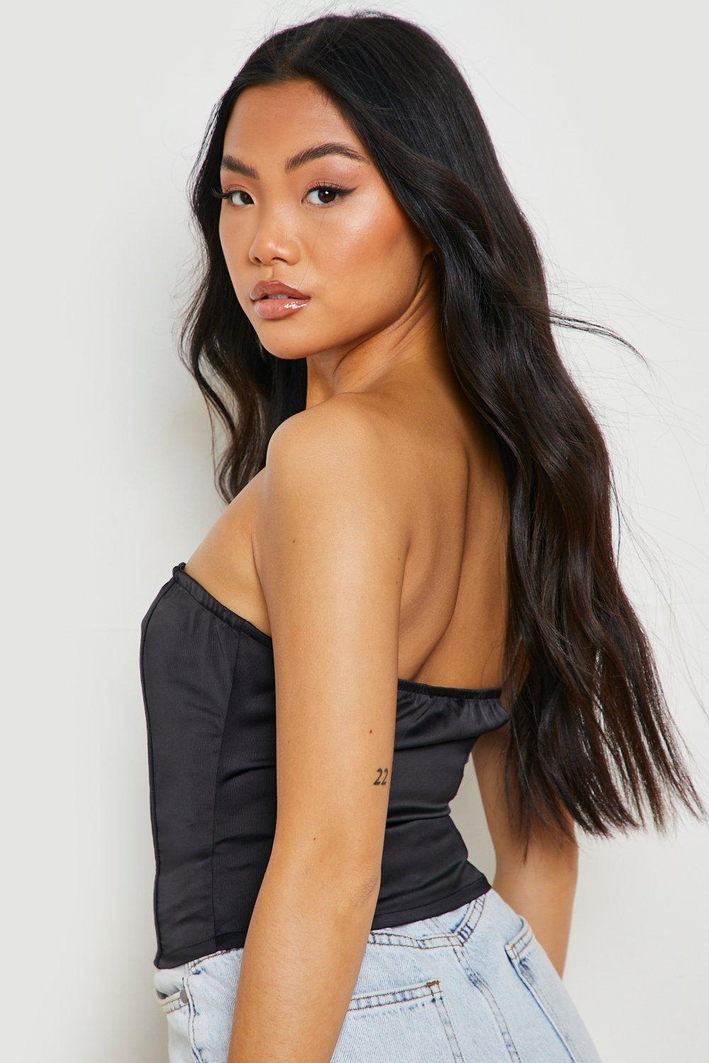 Cropped Strapless Seam Detail Corset Top