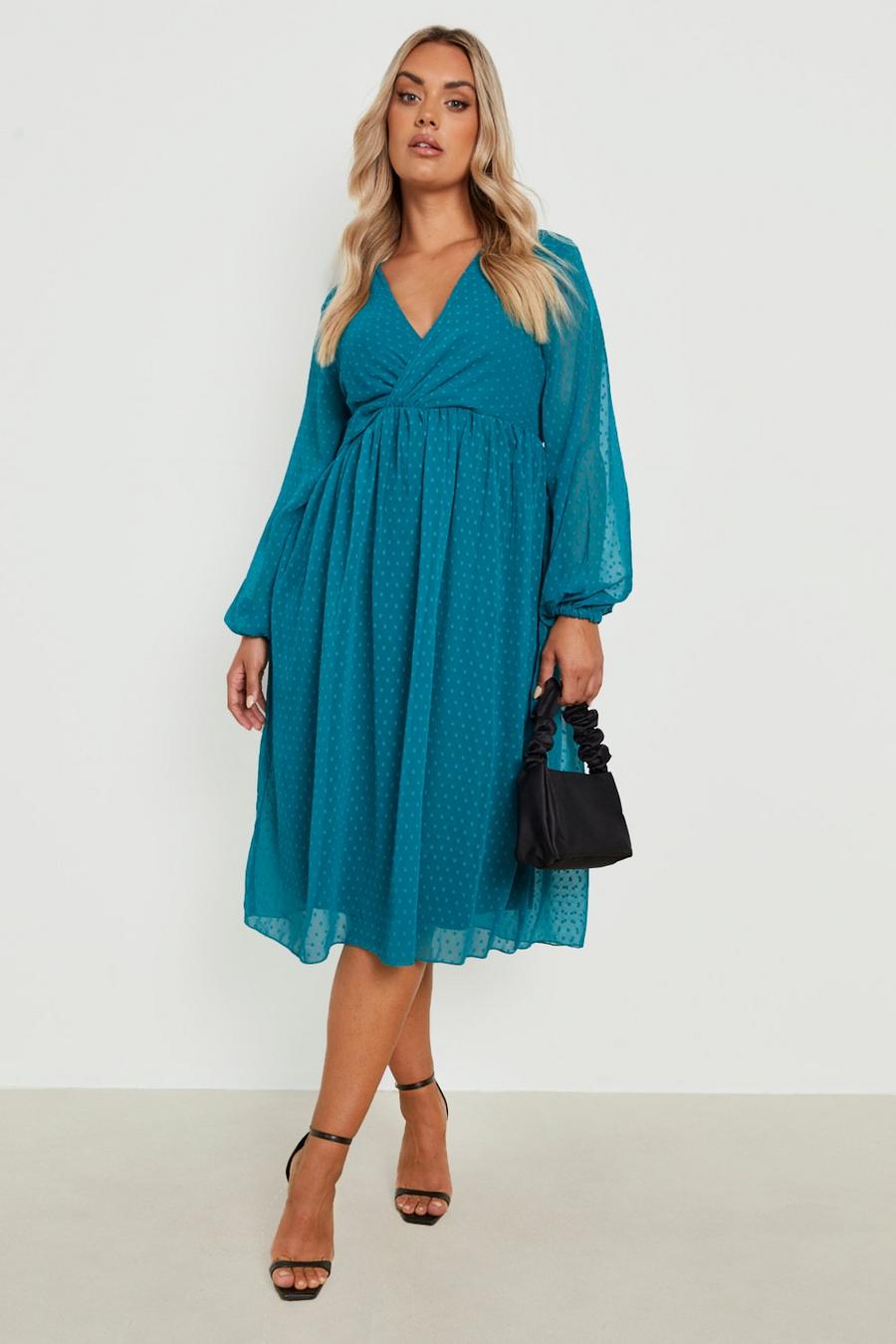Forest Plus Dobby Twist Front Midi Dress image number 1