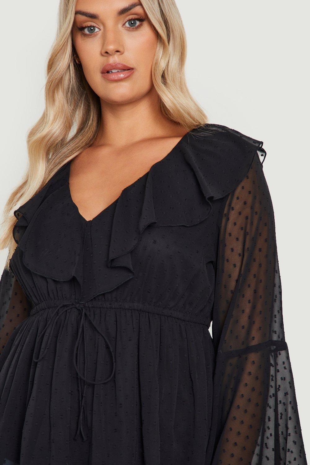 Dressy black blouse sales plus size