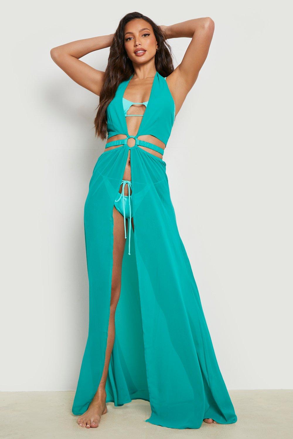 Tall O Ring Chiffon Halter Beach Maxi Dress Boohoo