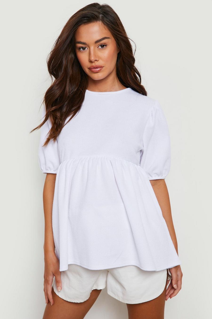 Ivory white Maternity Linen Look Smock Top