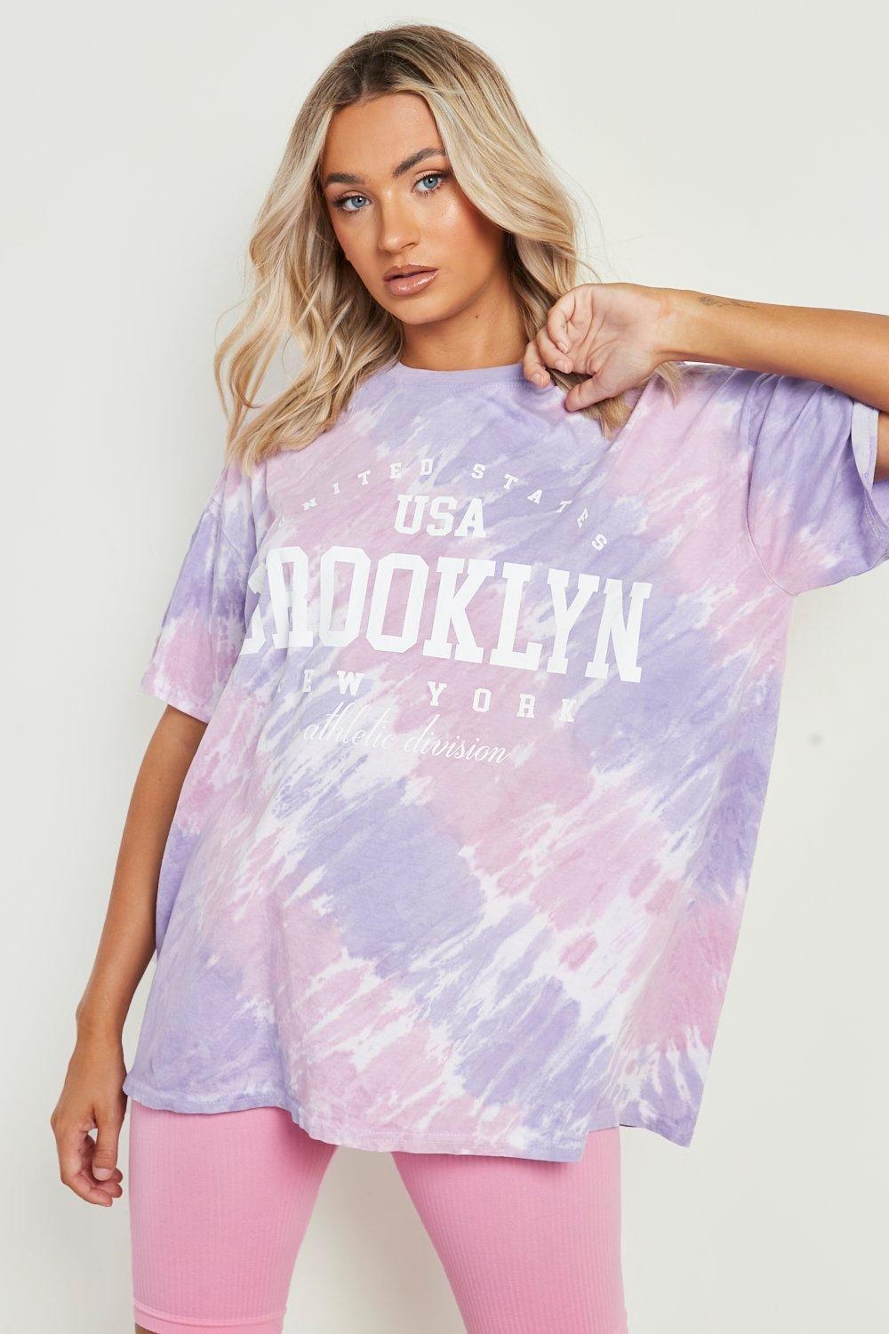 Plus Size Curve Purple 'New York' Slogan Oversized T-Shirt