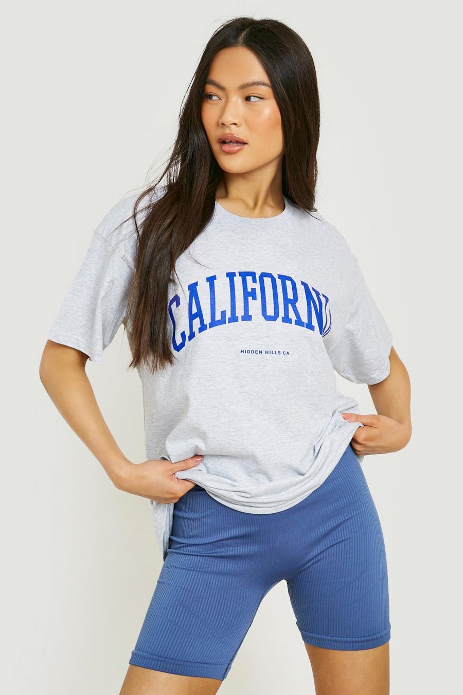 T-Shirt mit California Print, Grey marl gris