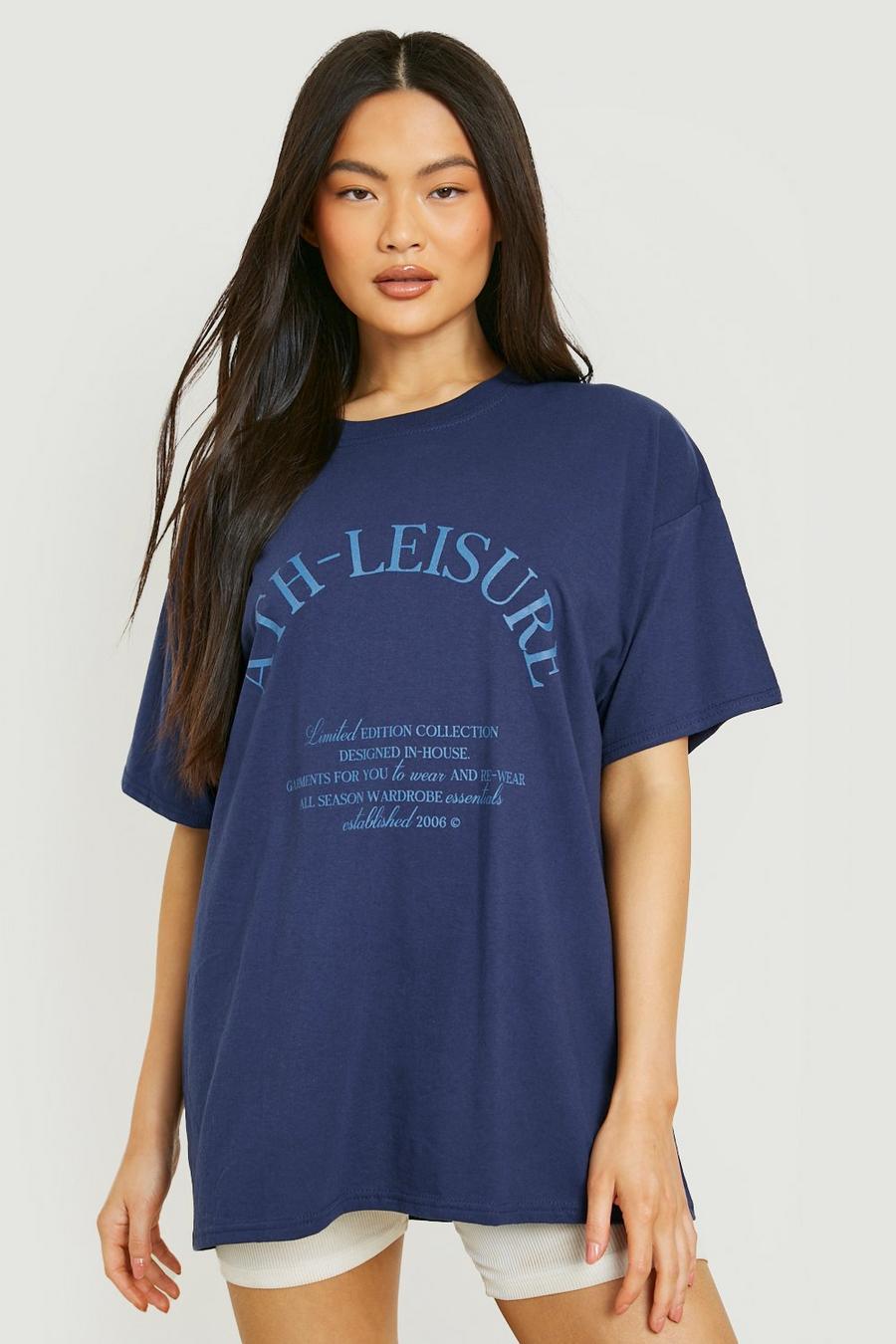 Navy Athleisure Graphic T-shirt  image number 1
