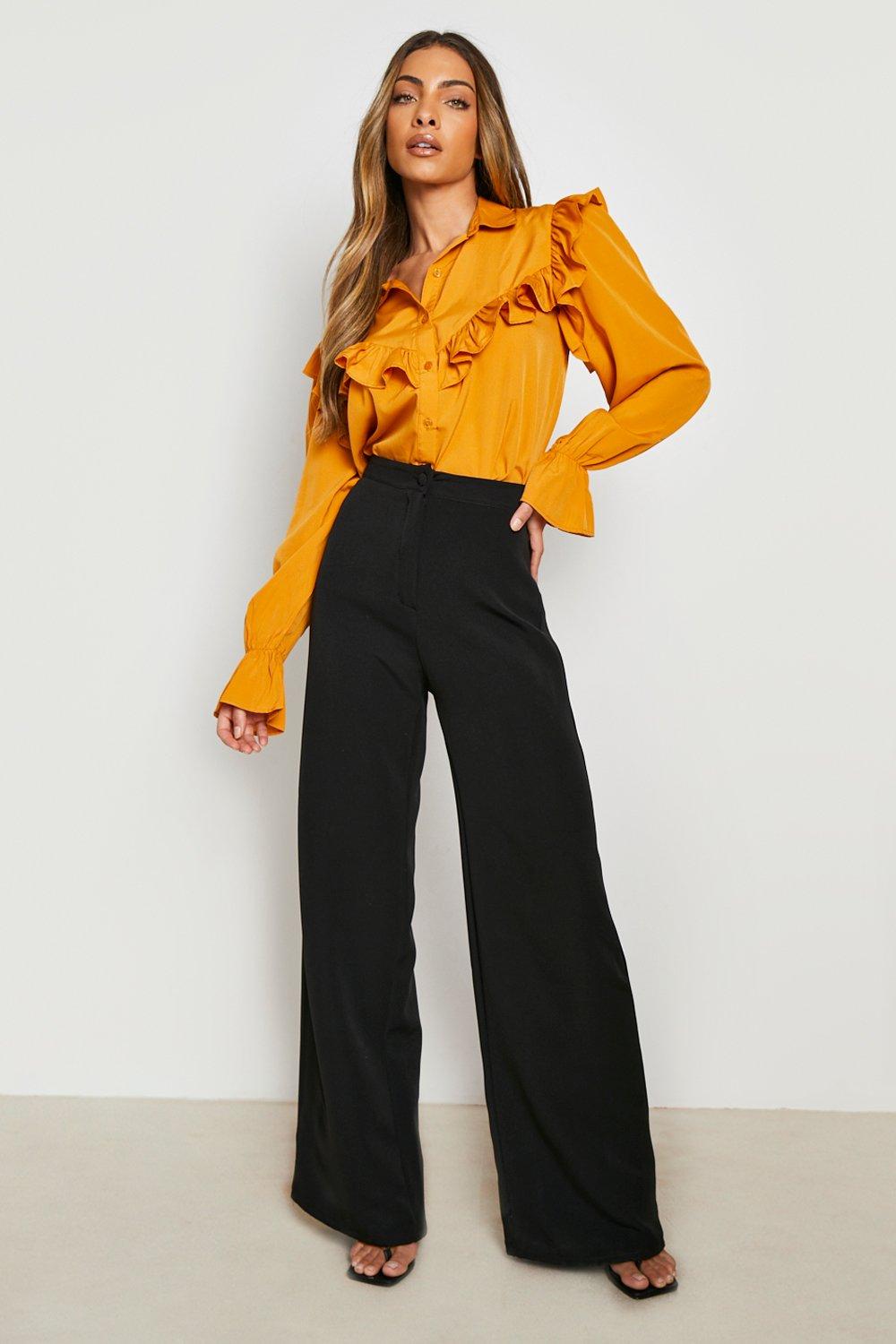 Mustard store ruffle blouse