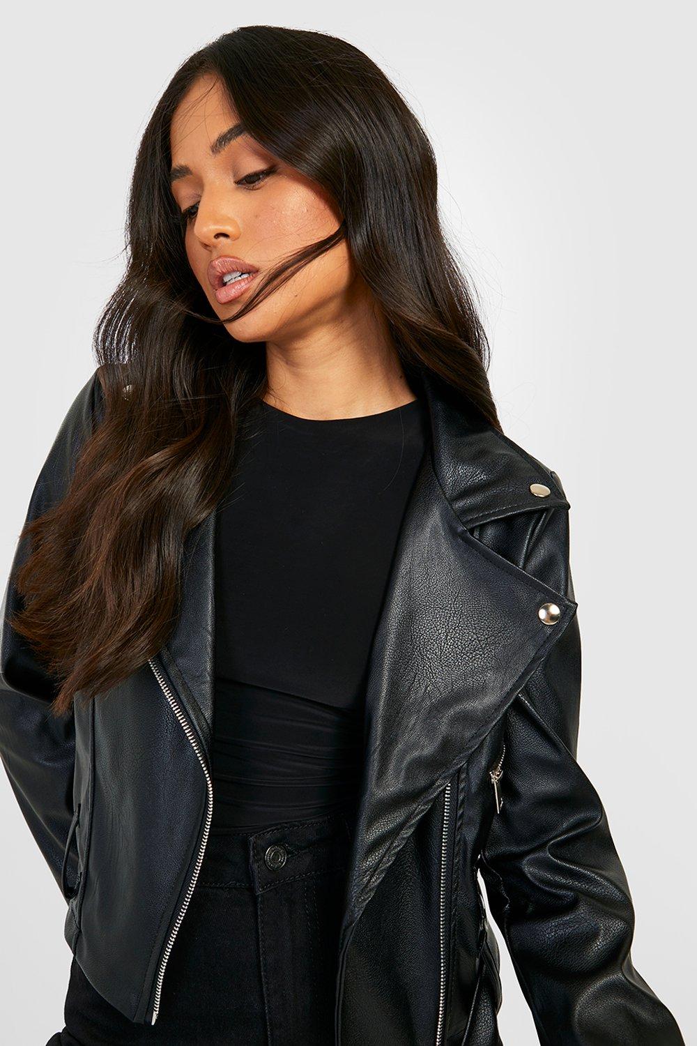 Boohoo leather jacket on sale womens