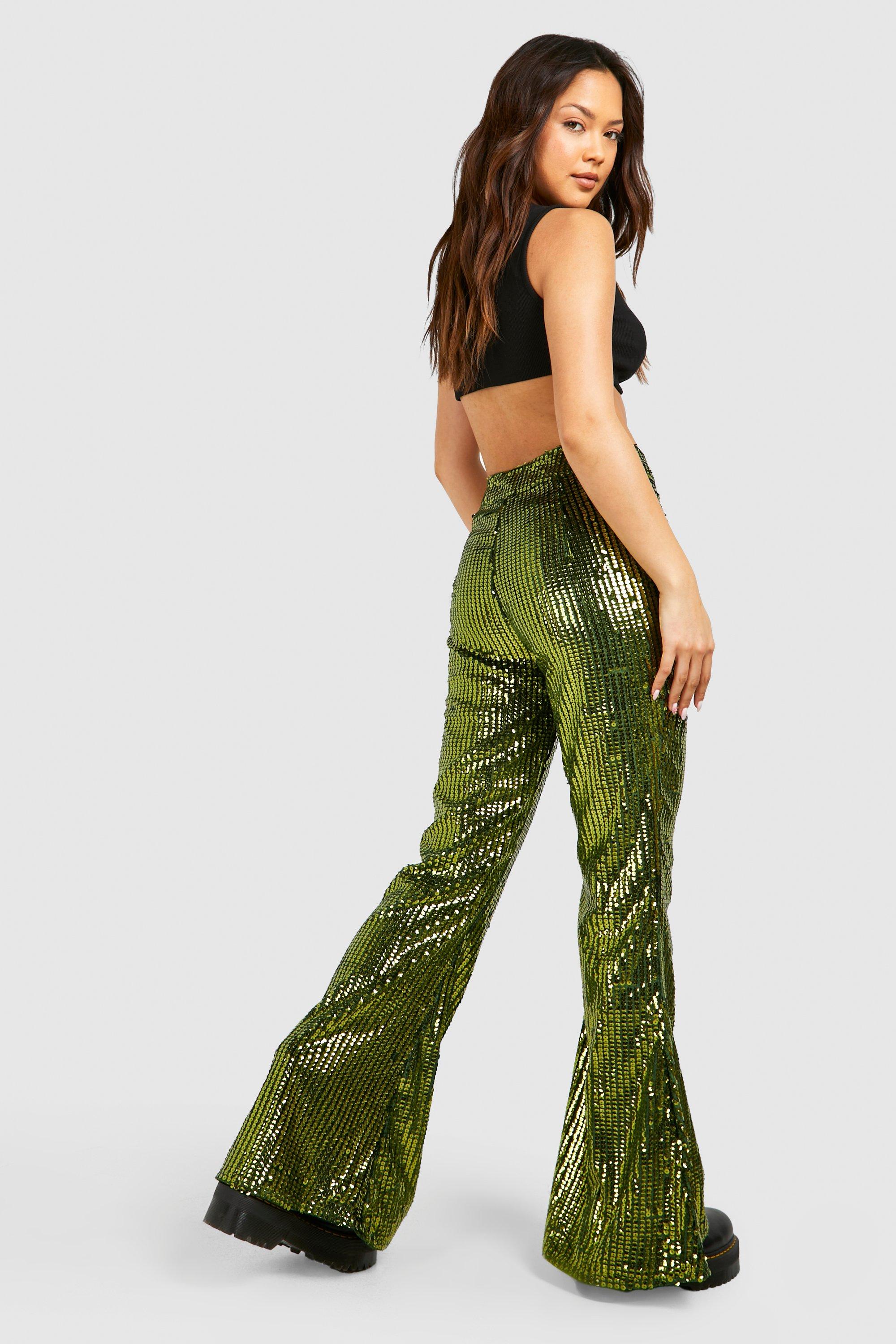 High Waist Sequin Flare Pants