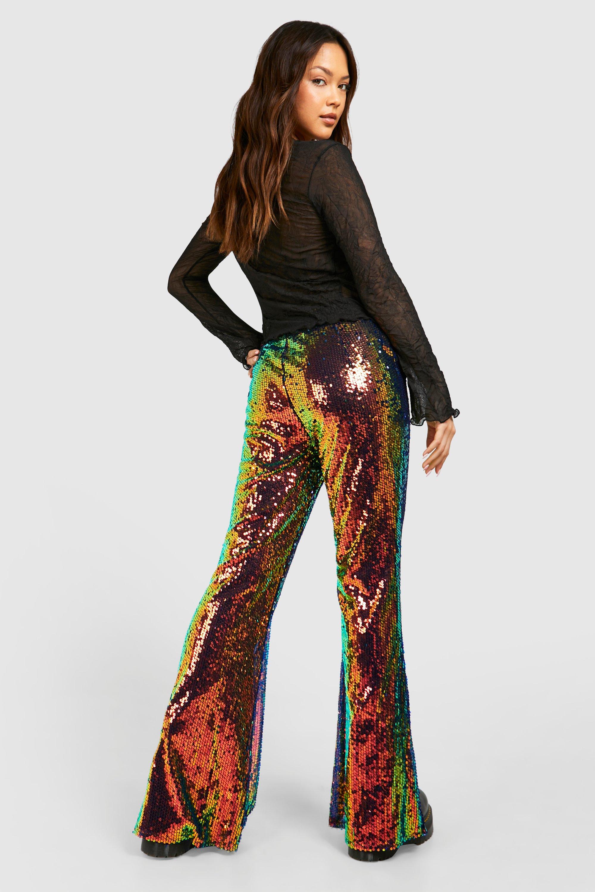 High Waist Sequin Flare Pants