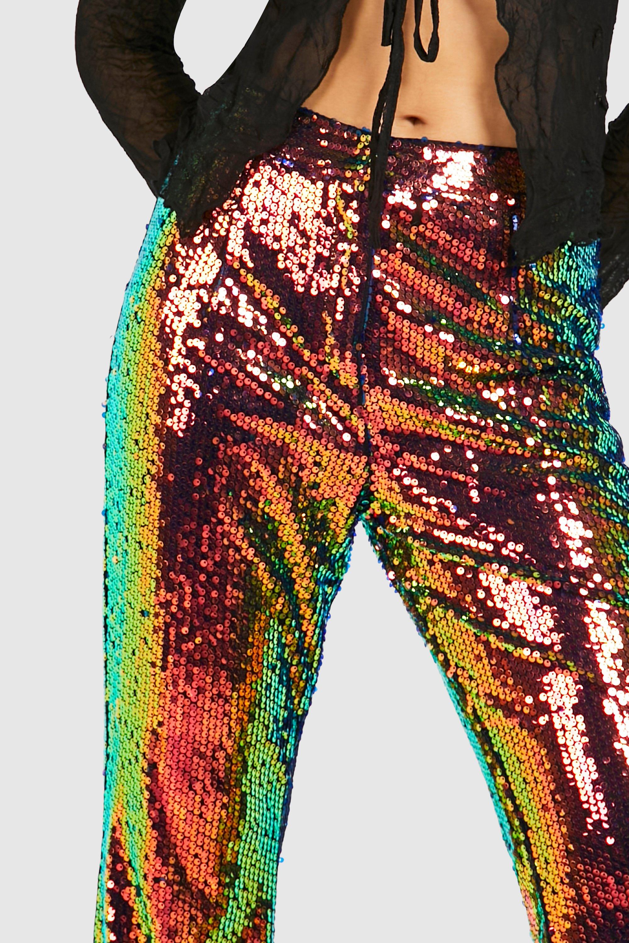 Pantaloni a zampa glitter sale