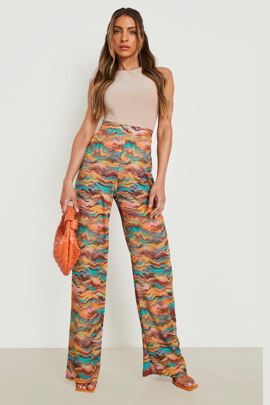 Orange Woven Marble Wide Leg Trouser image number 1