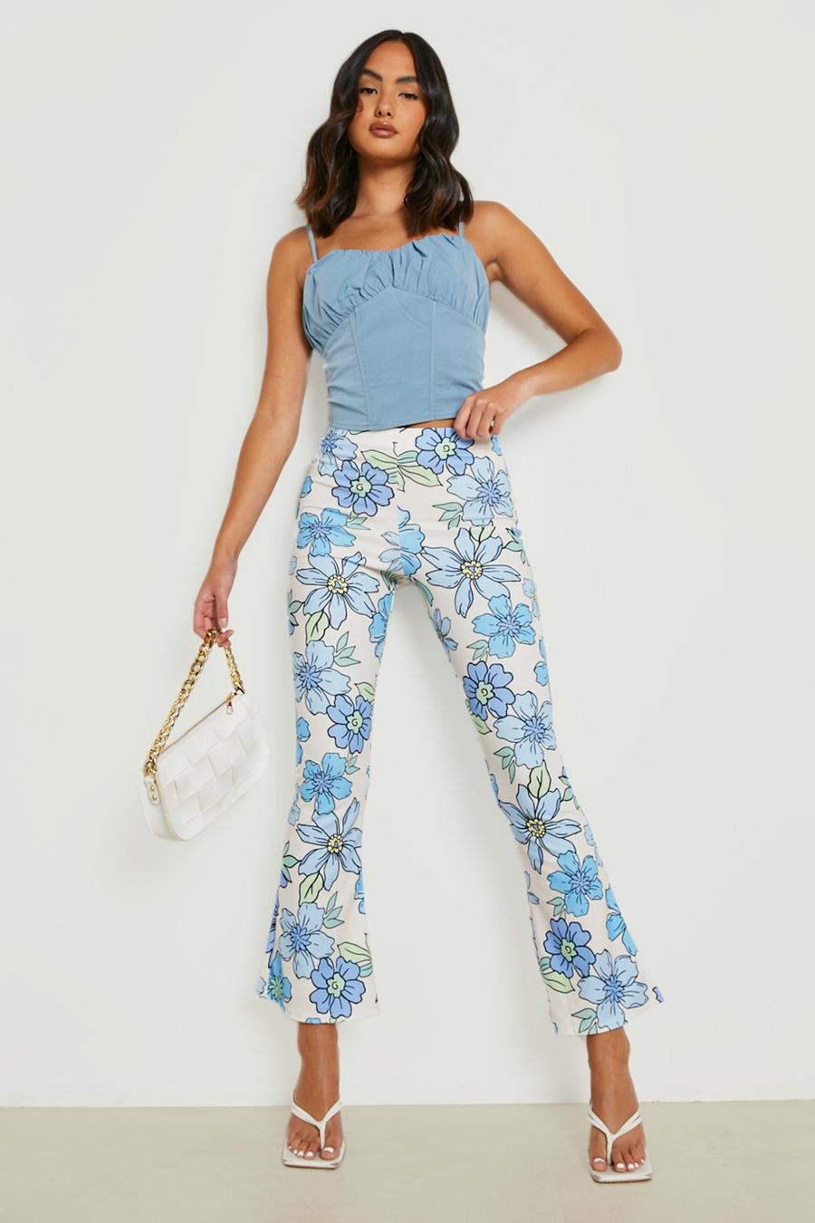 White blanco Floral Kick Flared Trouser image number 1