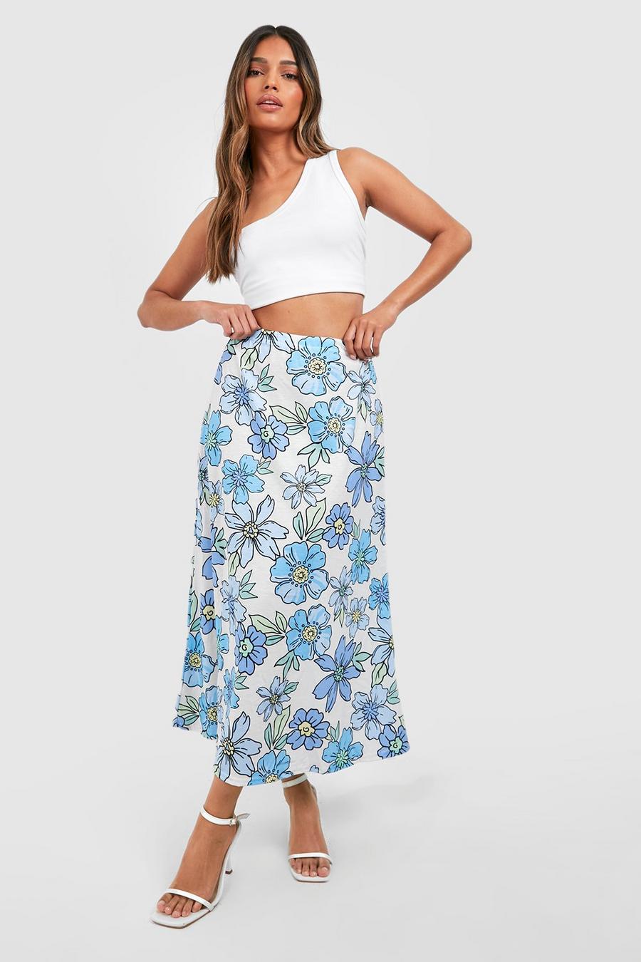 White Floral Midaxi Skirt image number 1