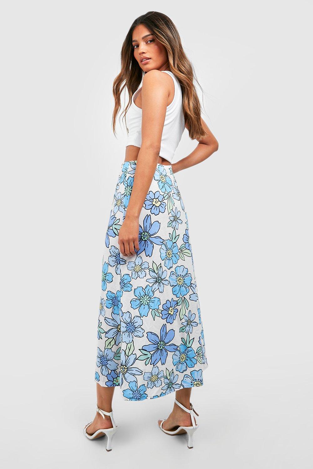 Floral midi skirt clearance boohoo