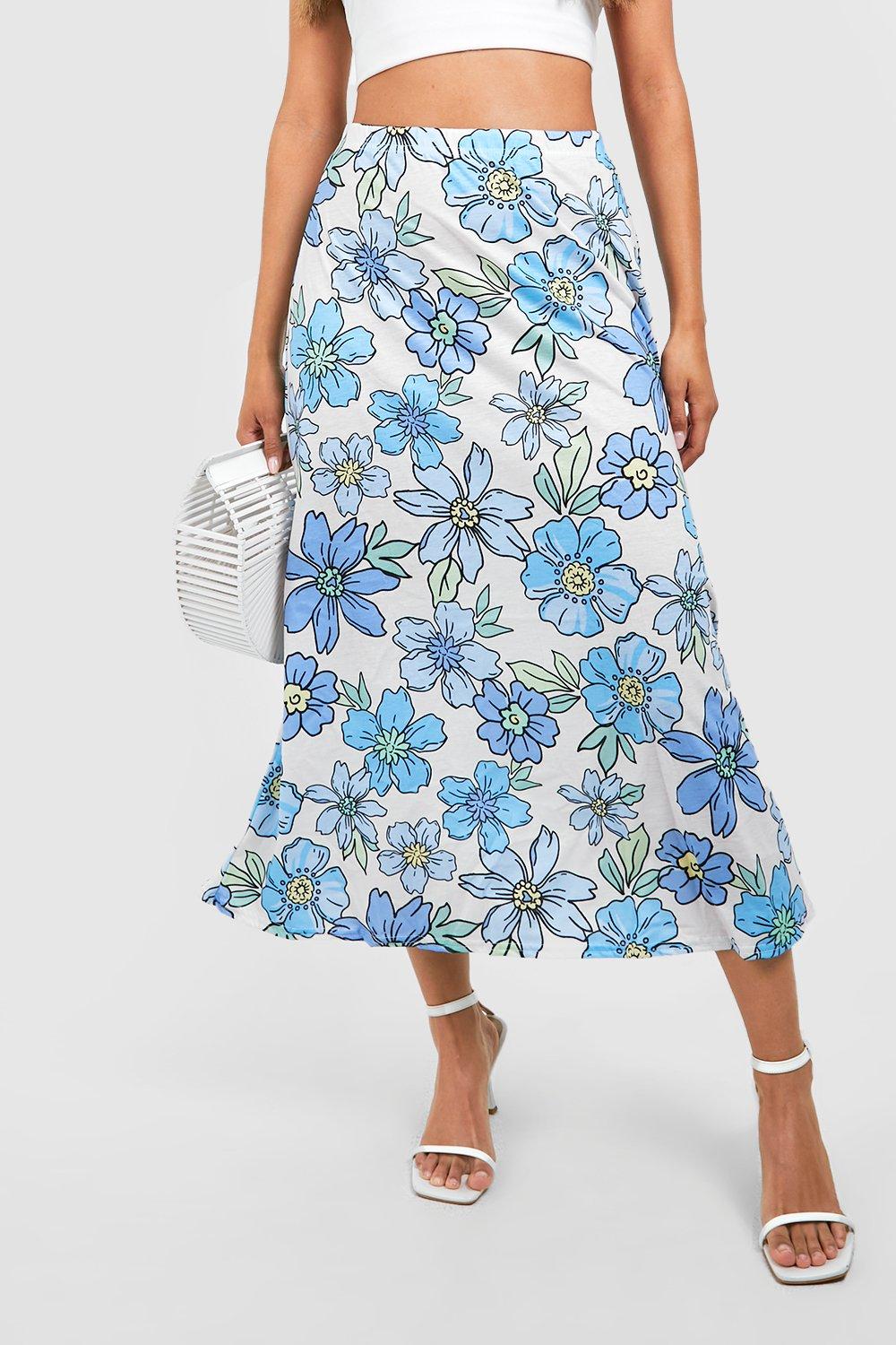 Floral Midi A-Line Skirt