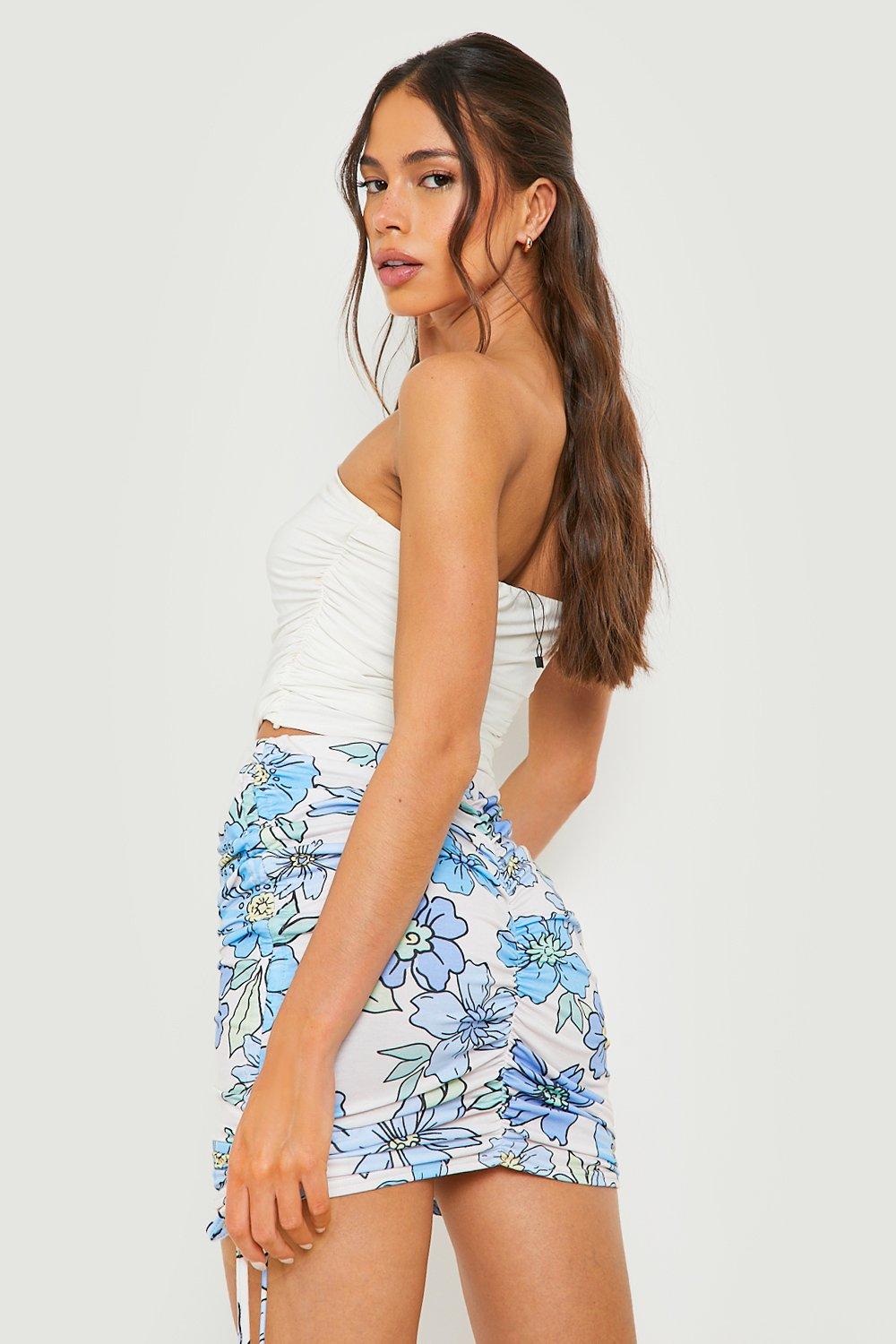 Floral ruched clearance skirt