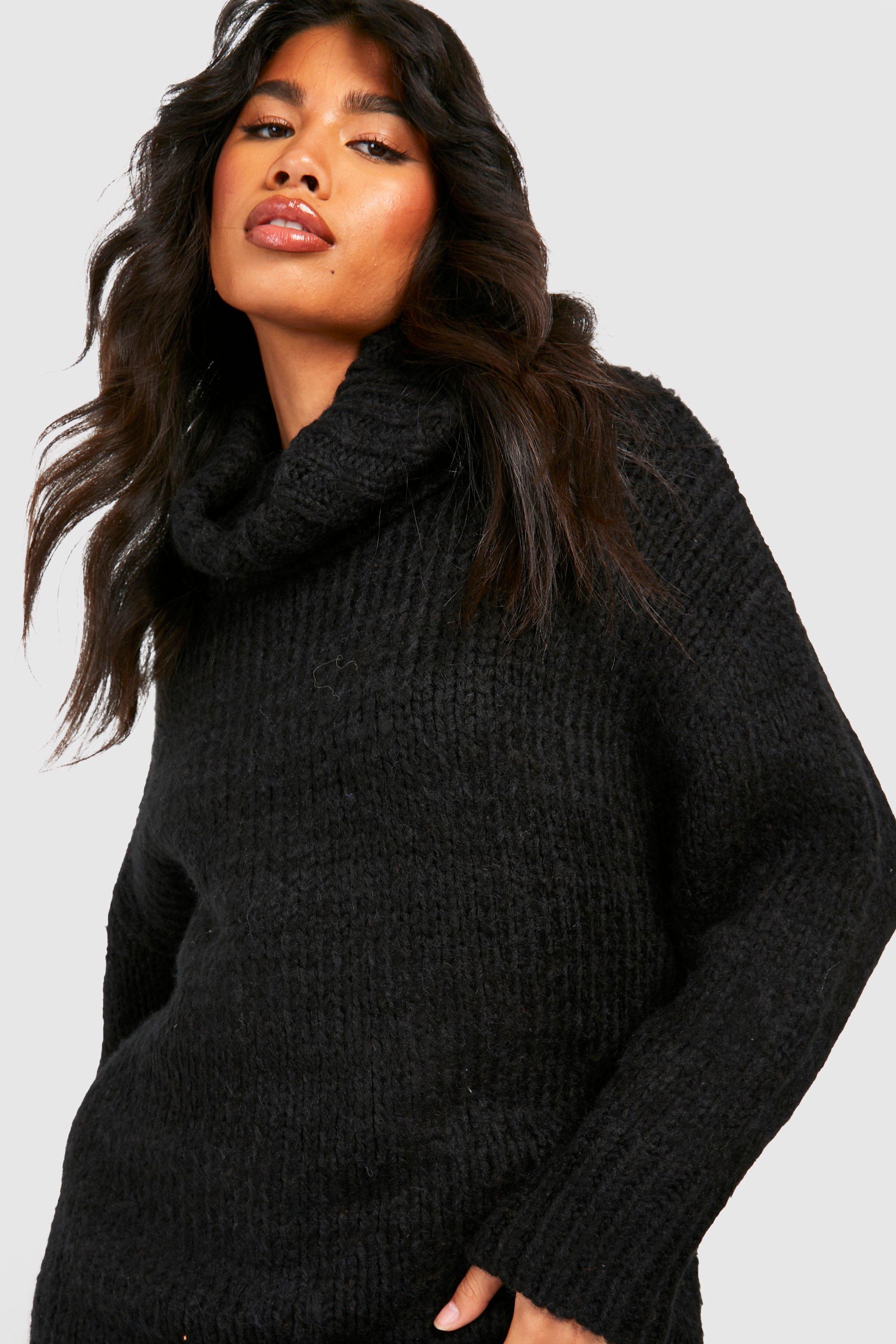 Black ladies roll neck jumper on sale