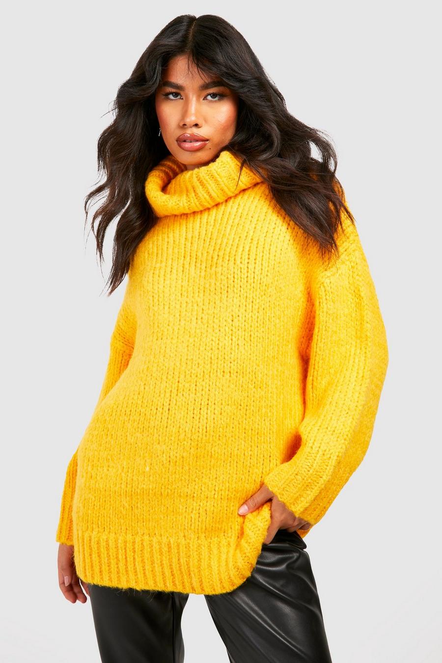 Yellow Chunky Oversized Turtleneck Sweater image number 1