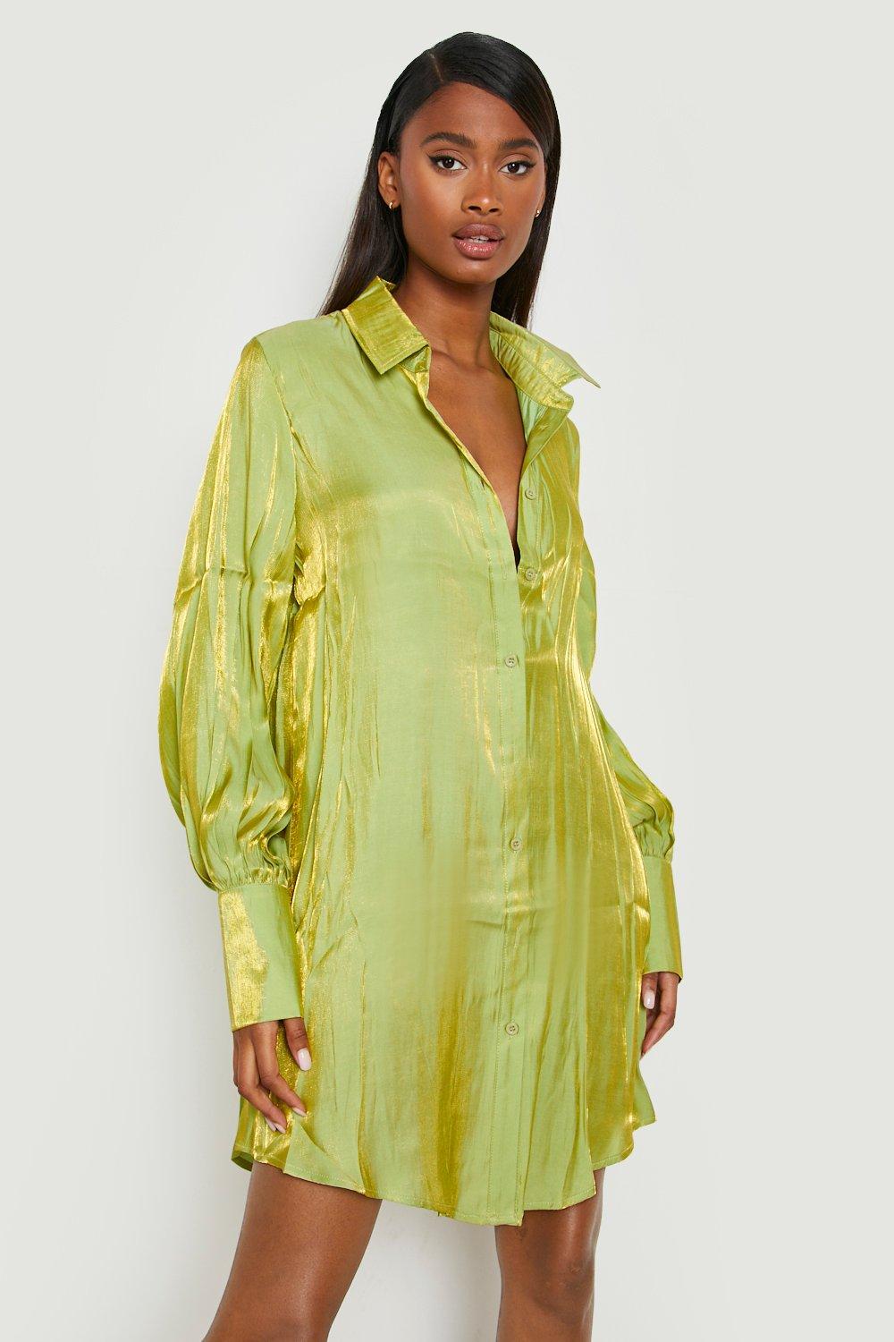 Zara gold shirt dress sale