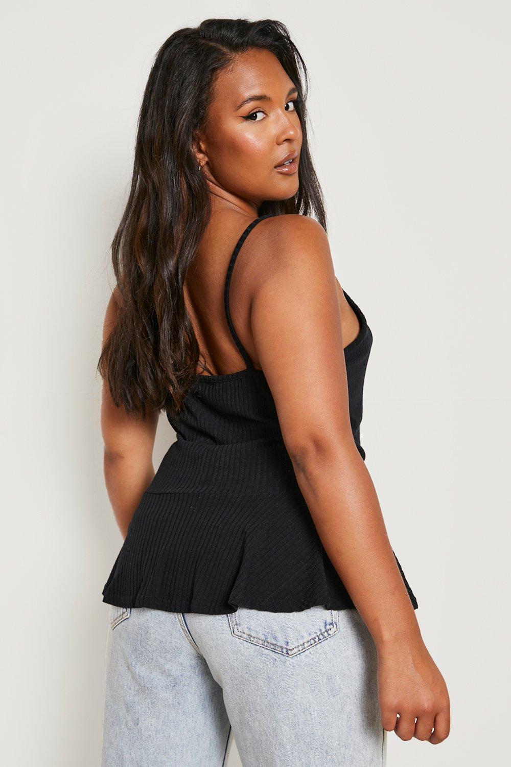 Black peplum hot sale tank top