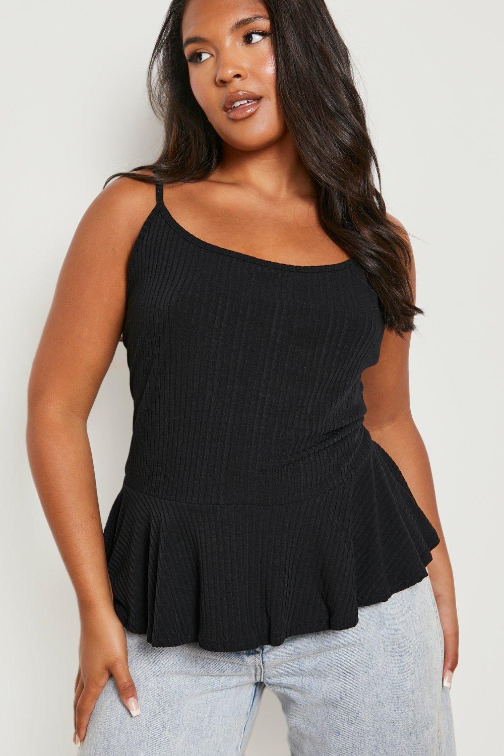 Black peplum hot sale tank top