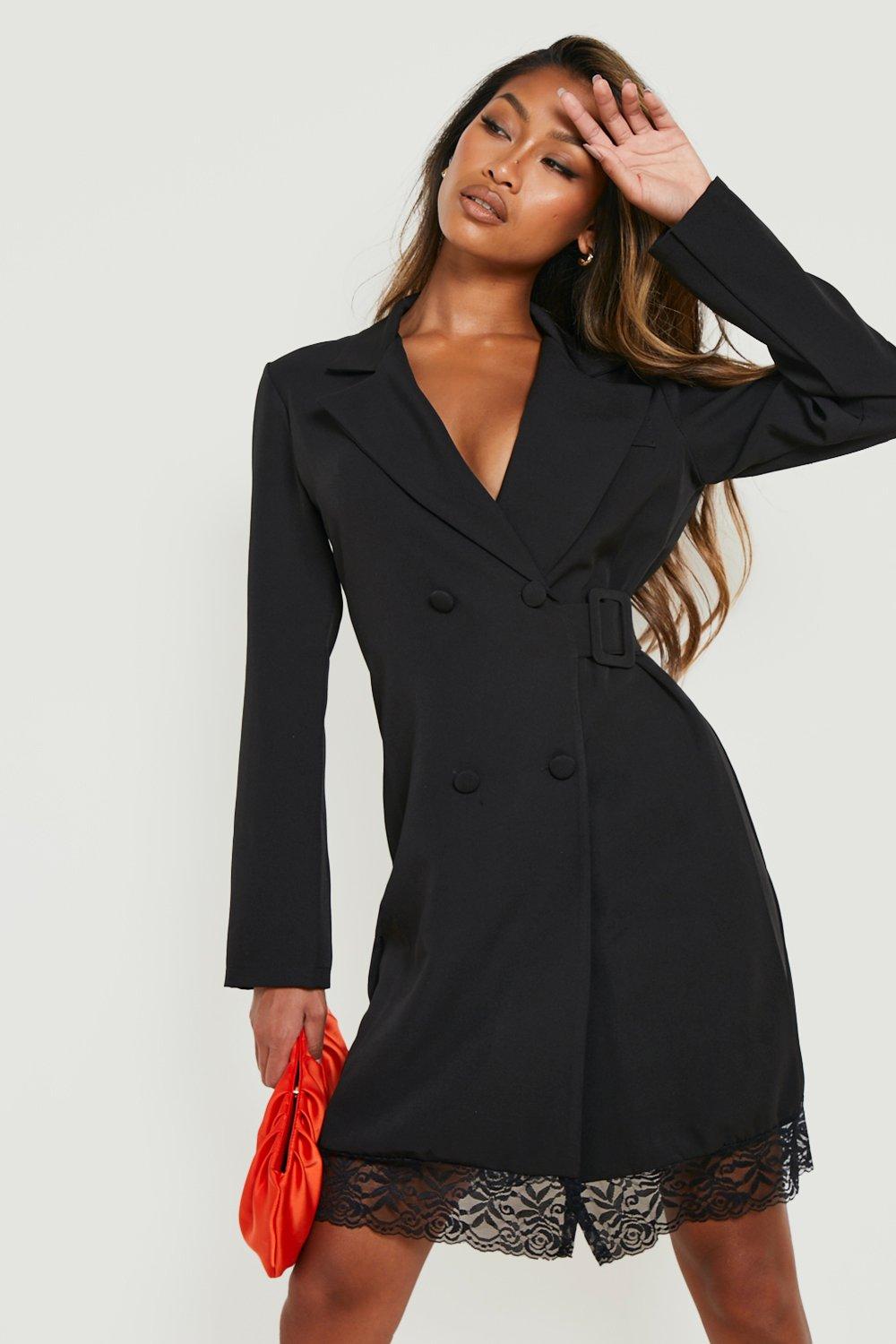 Black lace blazer dress hotsell