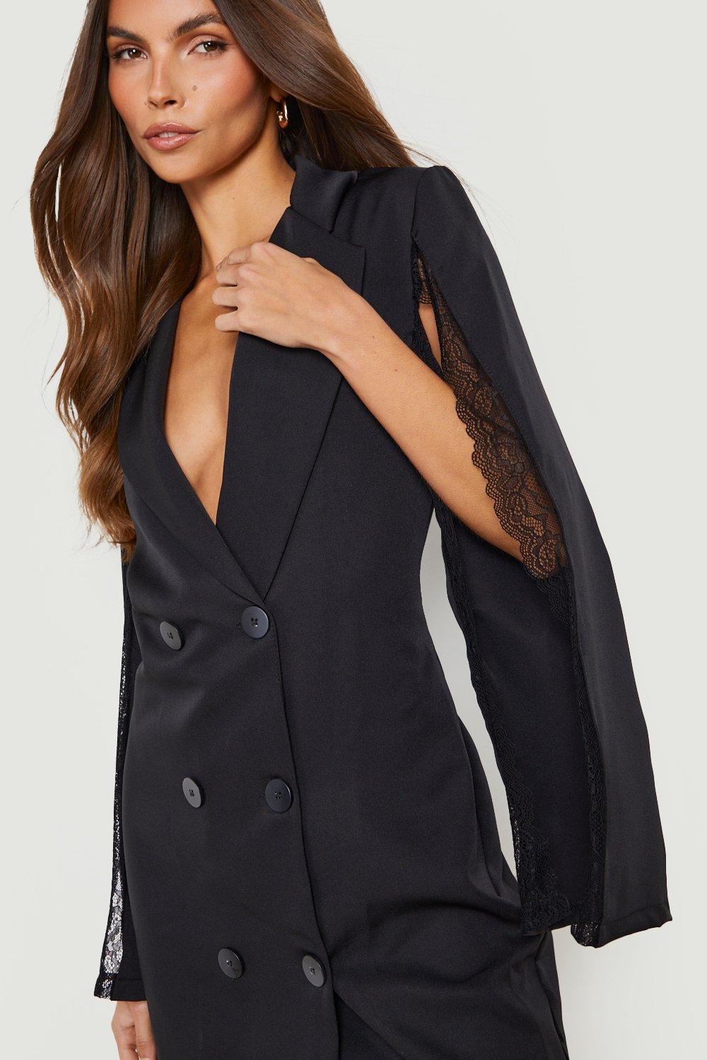 Tailored Blazer Dress with Reversible Corset - Black