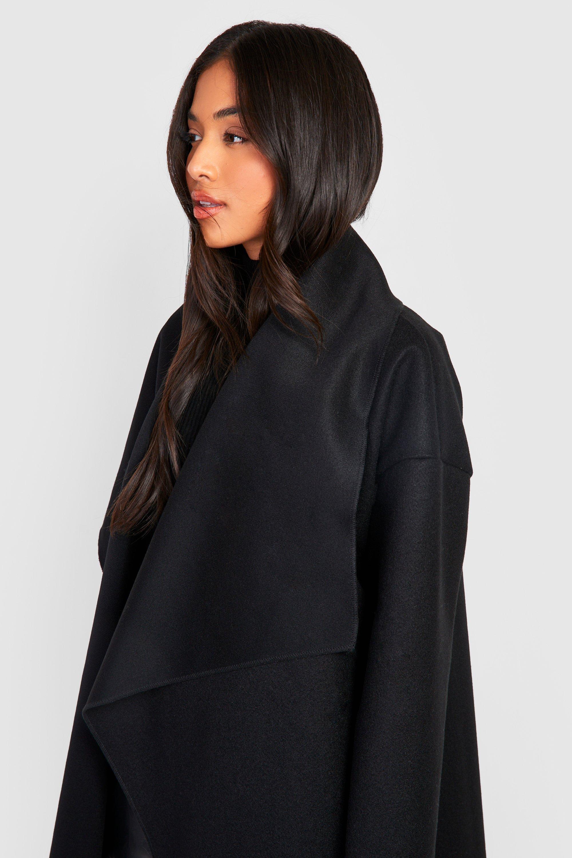 Black waterfall hotsell coat petite