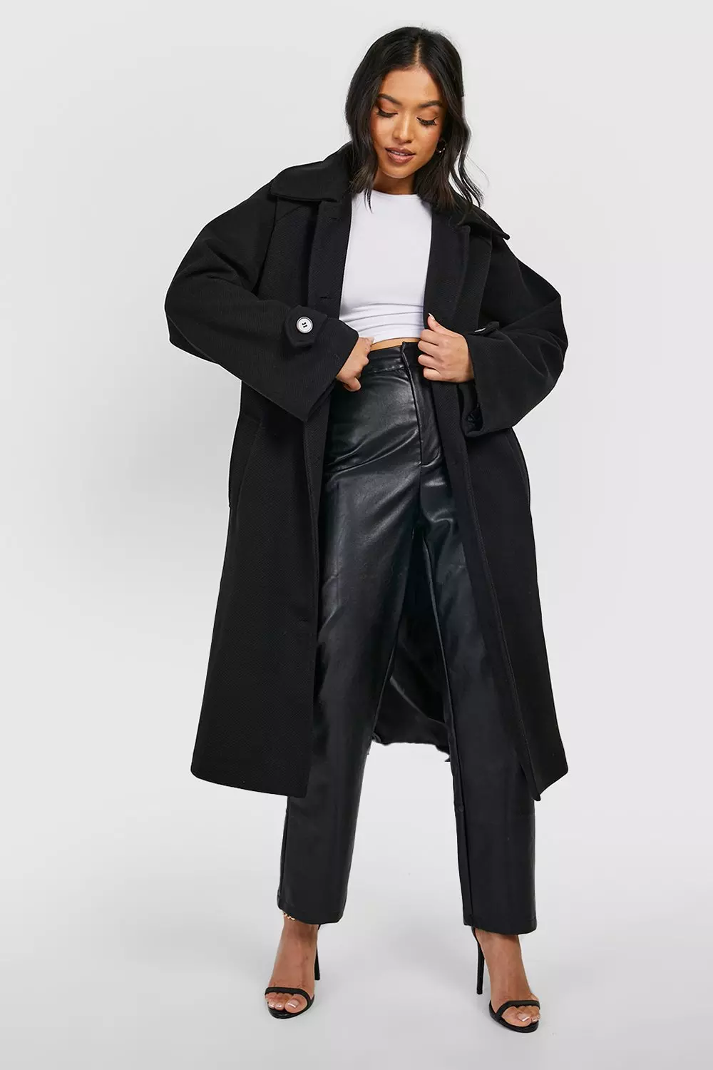 Petite Premium Wool Look Flare Sleeve Coat